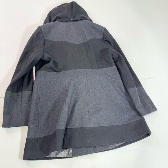Guess Coat Womens XXL 2X Black Gray Hooded Wool Blend Overcoat A Line Classic - Picture 9 of 10